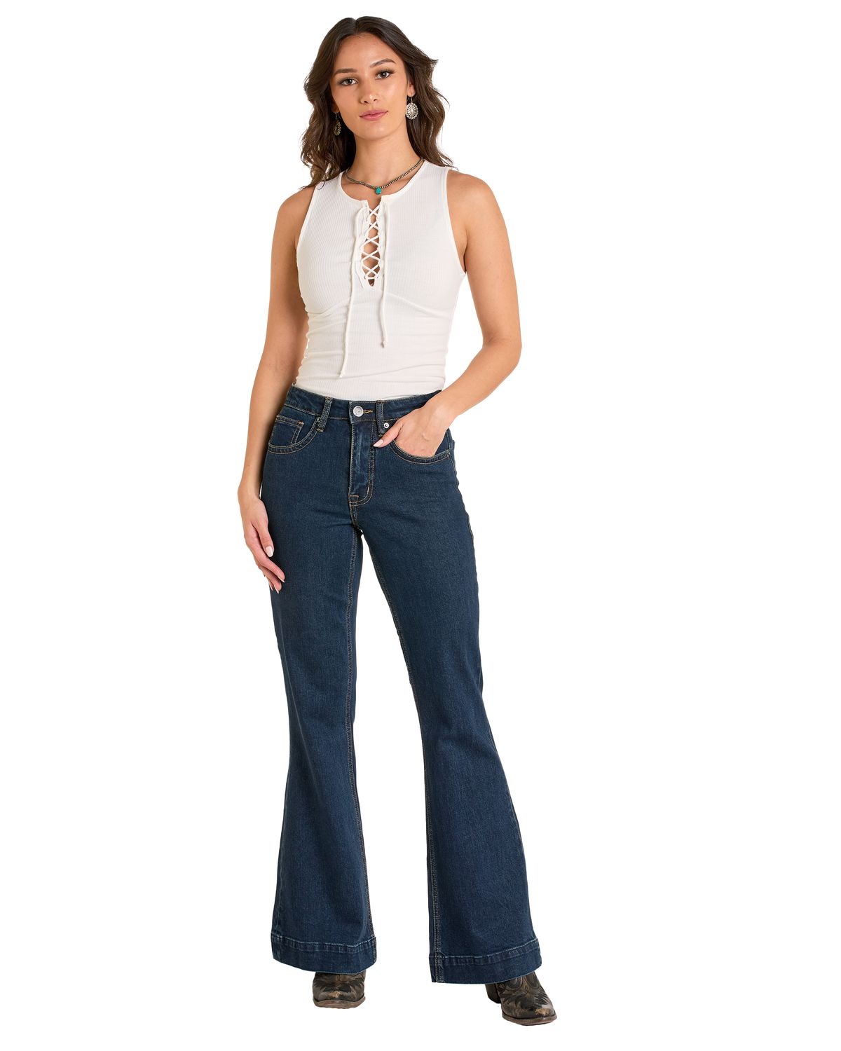 ROCK &amp; ROLL TWO TONE POCKET HIGH RISE TROUSER JEAN