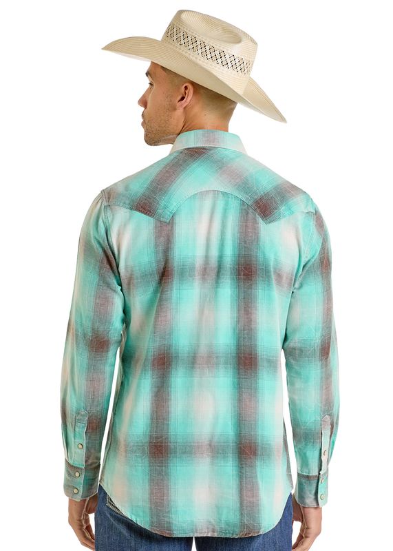 ROCK &amp; ROLL DOUBLE WASHED PLAID SNAP SHIRT