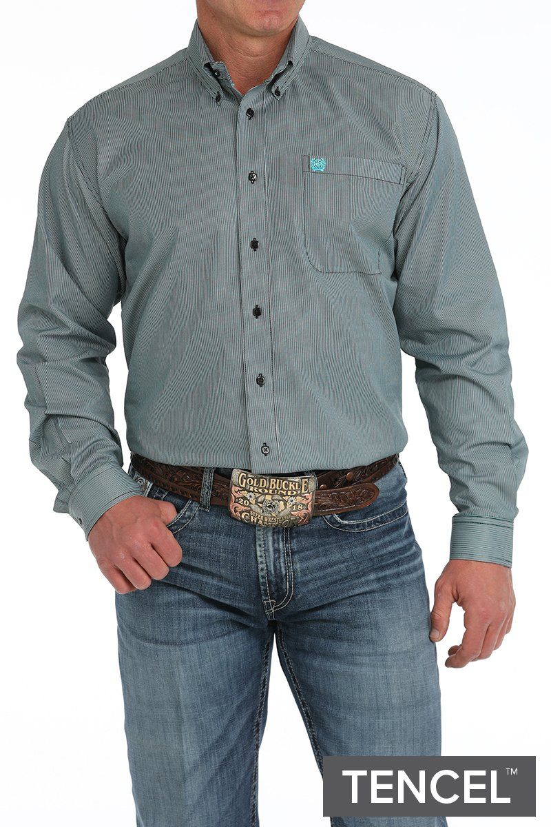 CINCH TENCEL™ STRIPED BUTTON DOWN WESTERN SHIRT