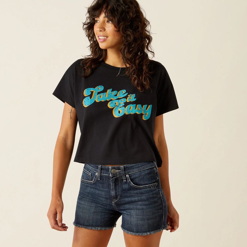 ARIAT &quot;TAKE IT EASY&quot; BOXY CROP TEE