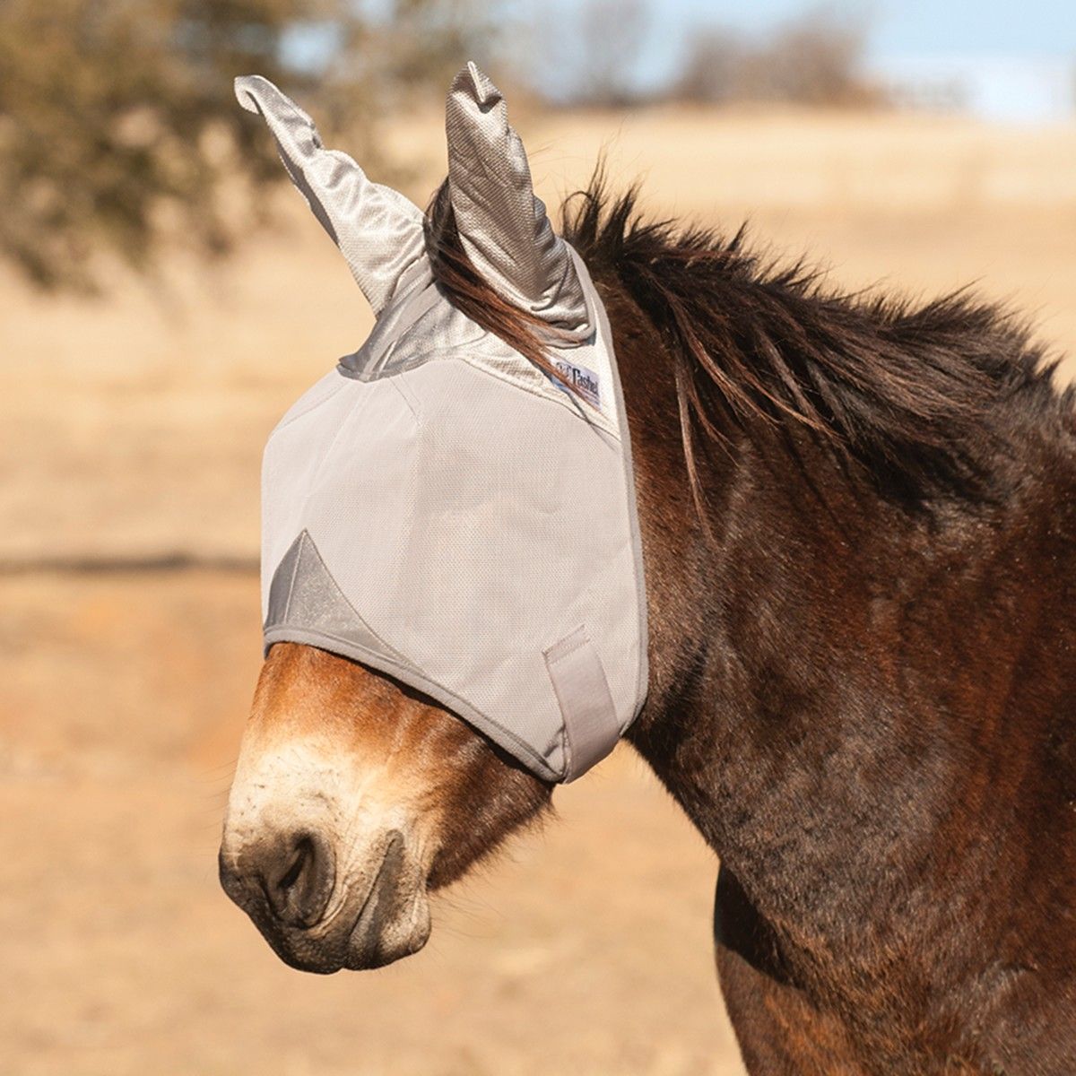 CASHEL CRUSADER MULE FLY MASK, STANDARD WITH EARS, Size: MULE HORSE, Color: GRAY