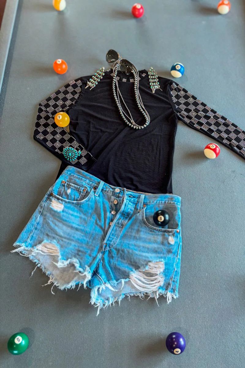 CHECKED IN MESH TOP