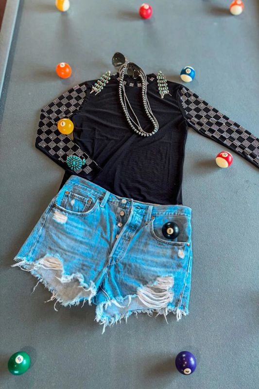 CHECKED IN MESH TOP