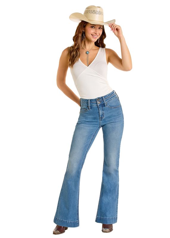ROCK &amp; ROLL DOUBLE WAISTBAND HIGH RISE TROUSER