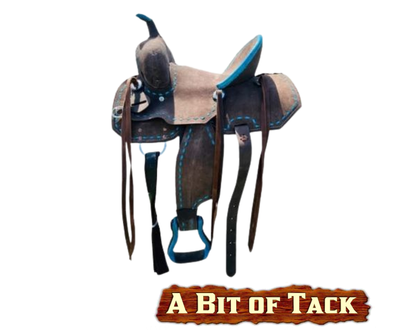 10&quot; Pony Saddle - Chocolate w/teal buck stitch &amp; pencil roll seat