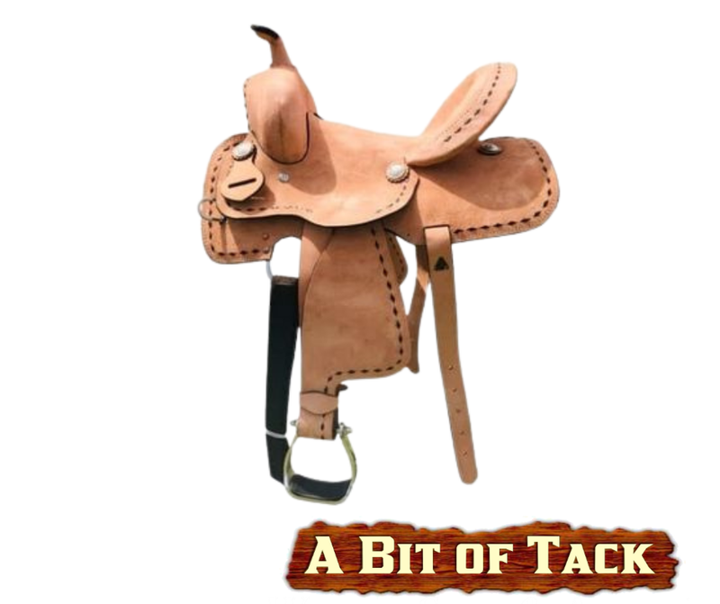 13&quot; Pony saddle - Natural w/black buck stitch