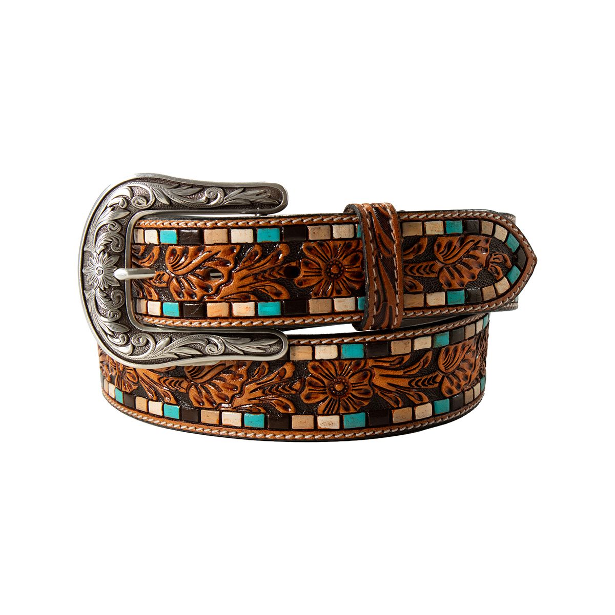 NOCONA TOOLED PAINT FLORAL ACCENT BELT