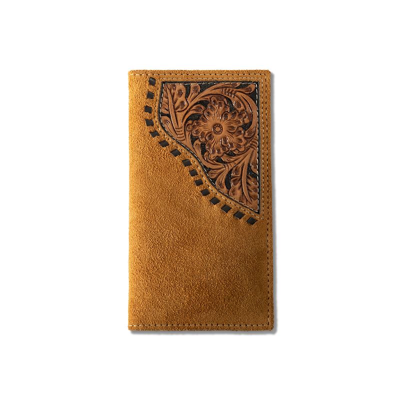 ARIAT ROUGHOUT FLORAL OVERLAY RODEO WALLET