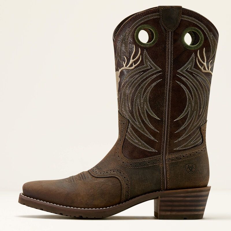 ARIAT HYBRID ROUGHSTOCK ANTLER COWBOY BOOT