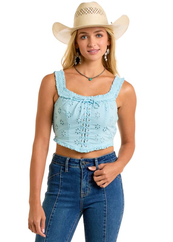ROCK &amp; ROLL CROSET EYELET TOP