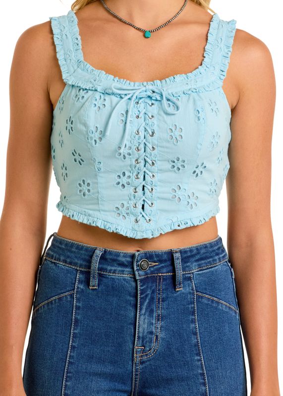ROCK &amp; ROLL CROSET EYELET TOP
