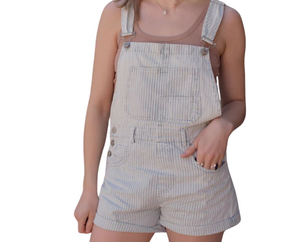 PINSTRIPE OVERALL ROMPER