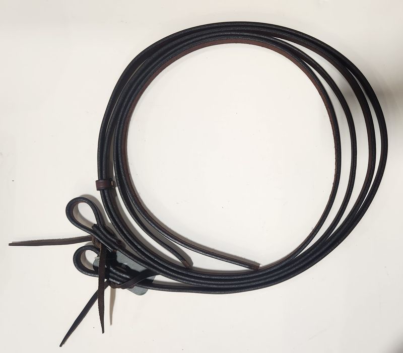 BERIN CUSTOM LEATHER DARK OILED SPLIT REINS, 5/8″X7′
