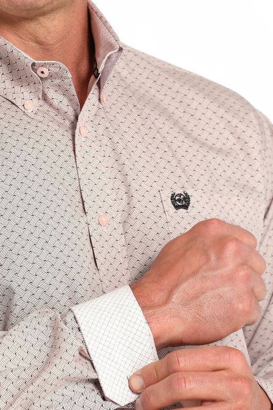 CINCH BASKETWEAVE BUTTON DOWN WESTERN SHIRT