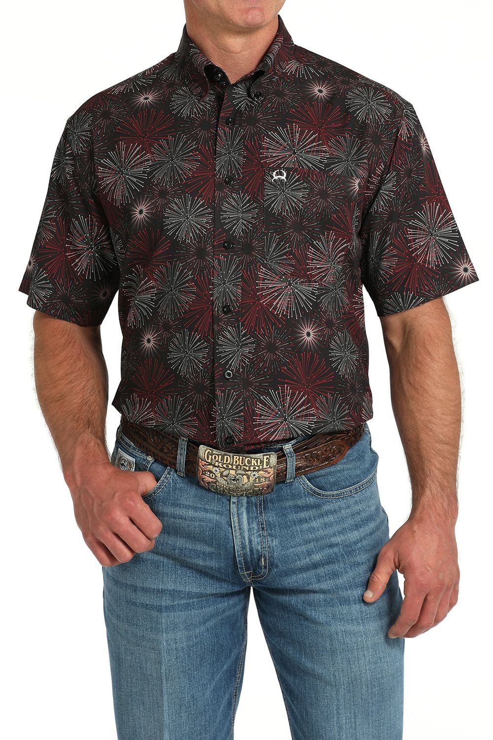 CINCH SHORT SLEEVE FIREWORK BUTTON DOWN SHIRT