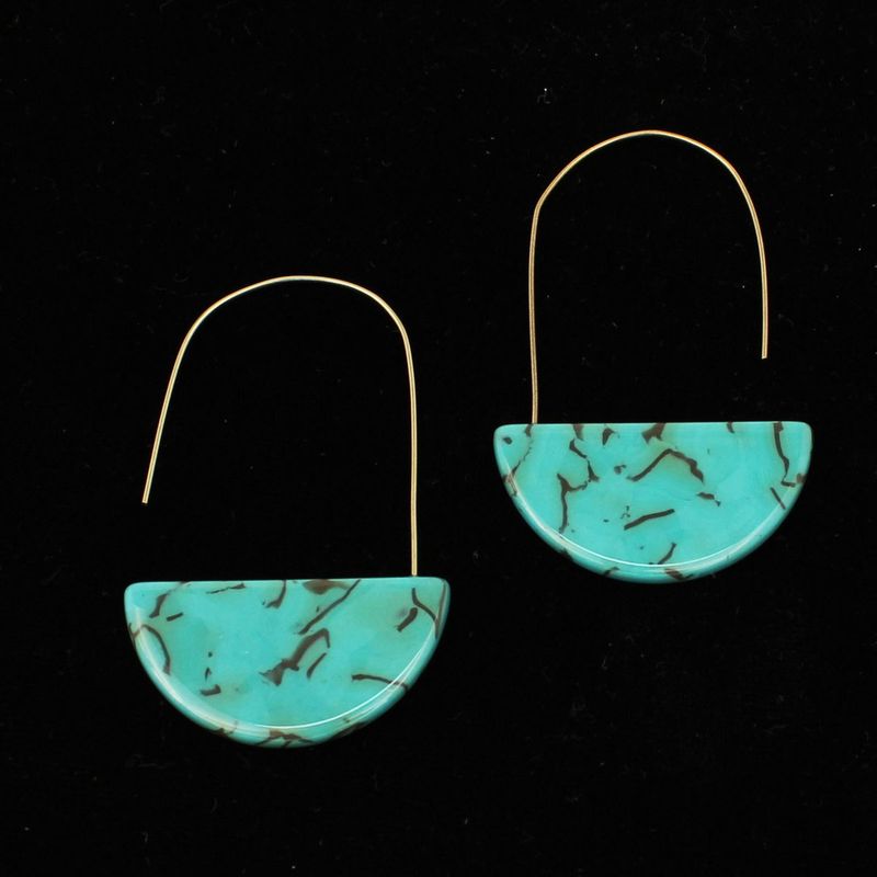 GOLD HOOK TURQUOISE EARRINGS