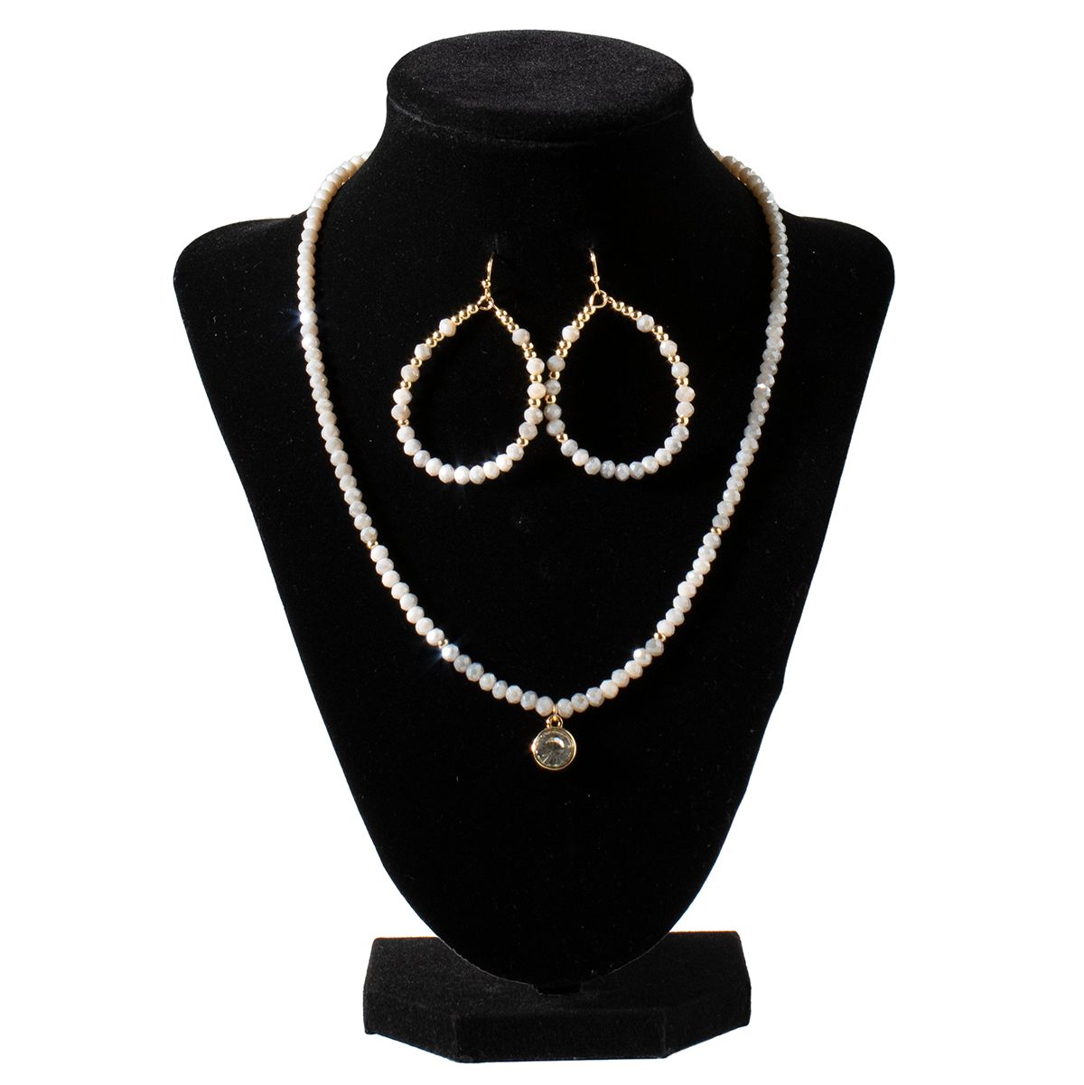 CRYSTAL BEADED NECKLACE &amp; EARRING SET
