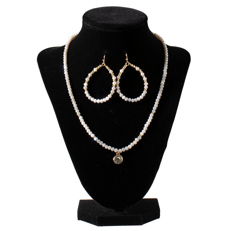 CRYSTAL BEADED NECKLACE &amp; EARRING SET