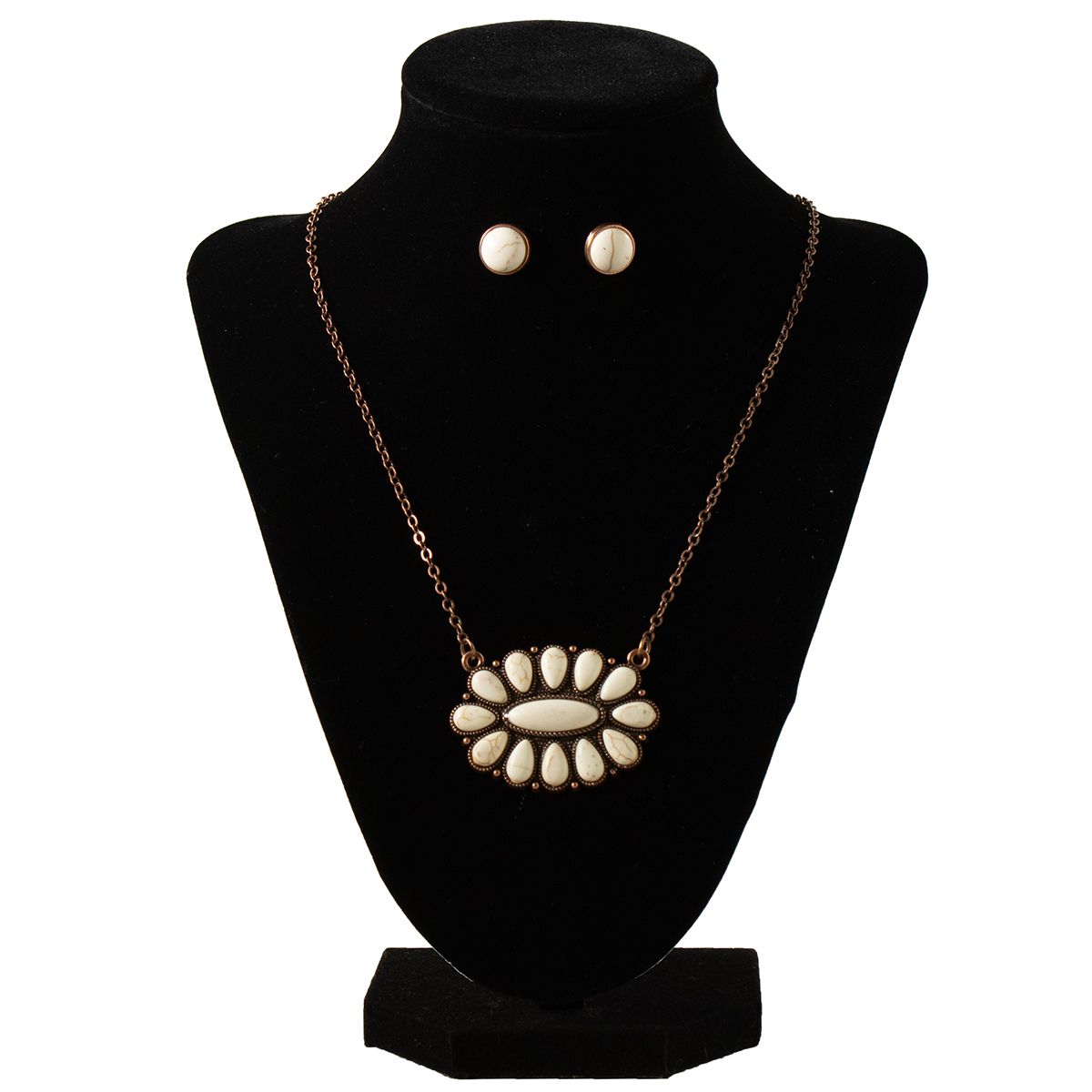 SCALLOPED OVAL NECKLACE &amp; EARRING SET