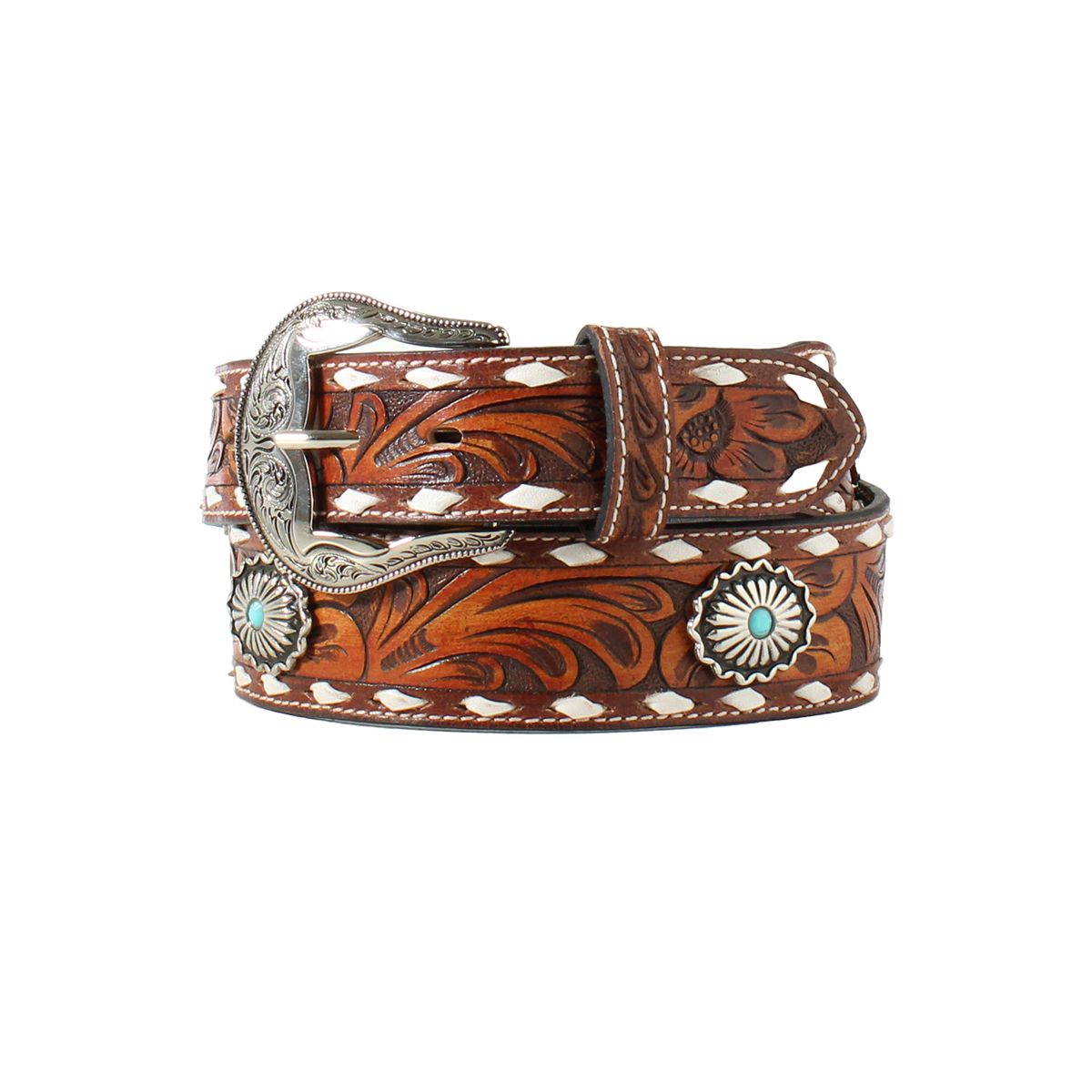 NOCONA TOOLED BUCK LACING BELT