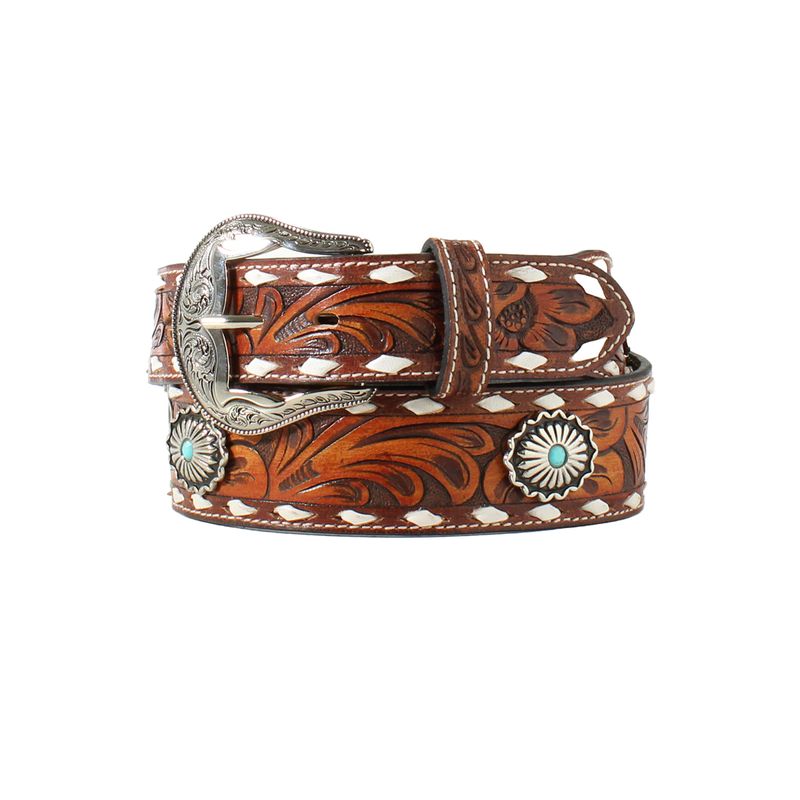 NOCONA TOOLED BUCK LACING BELT