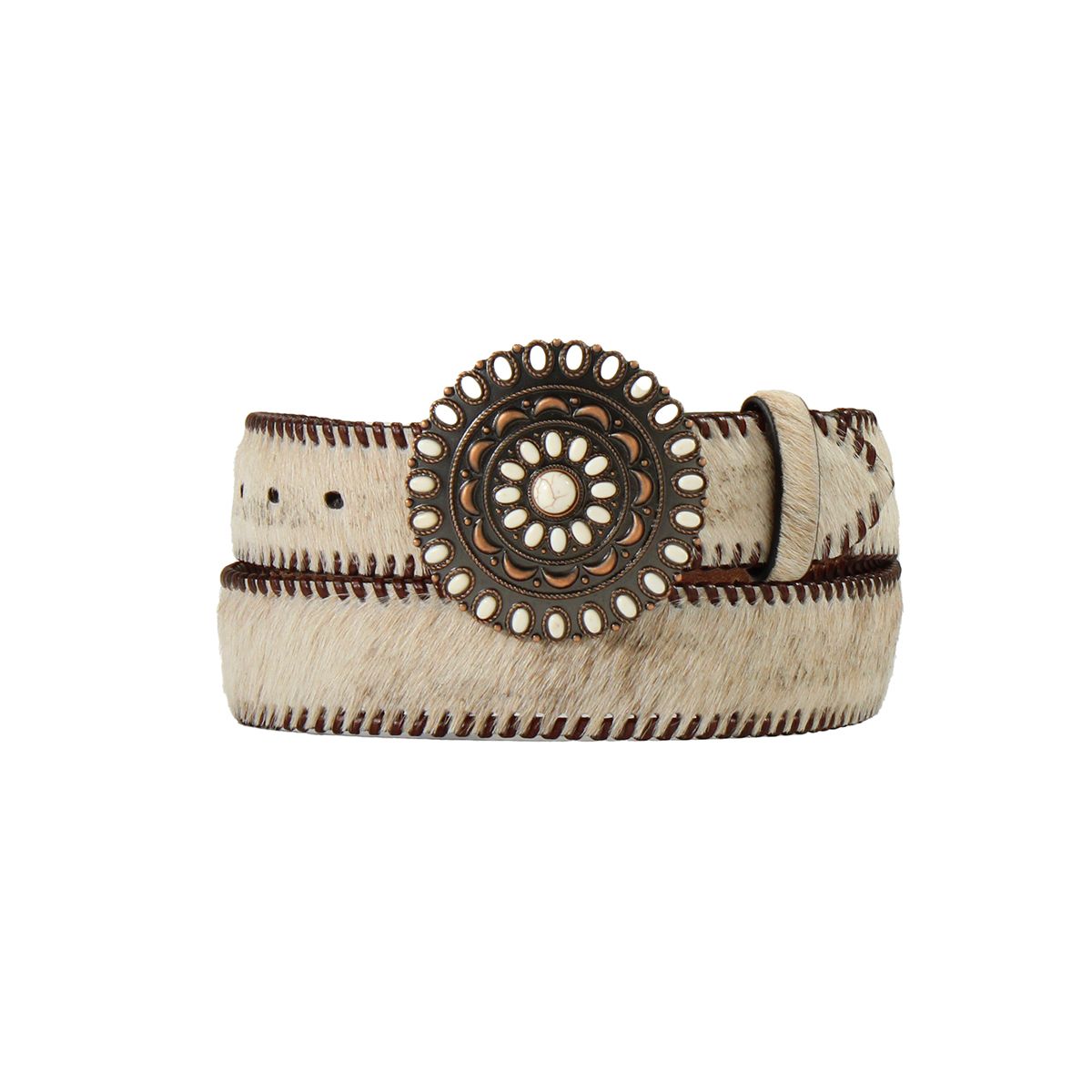 NOCONA CALF HAIR WHIP STITCH BELT