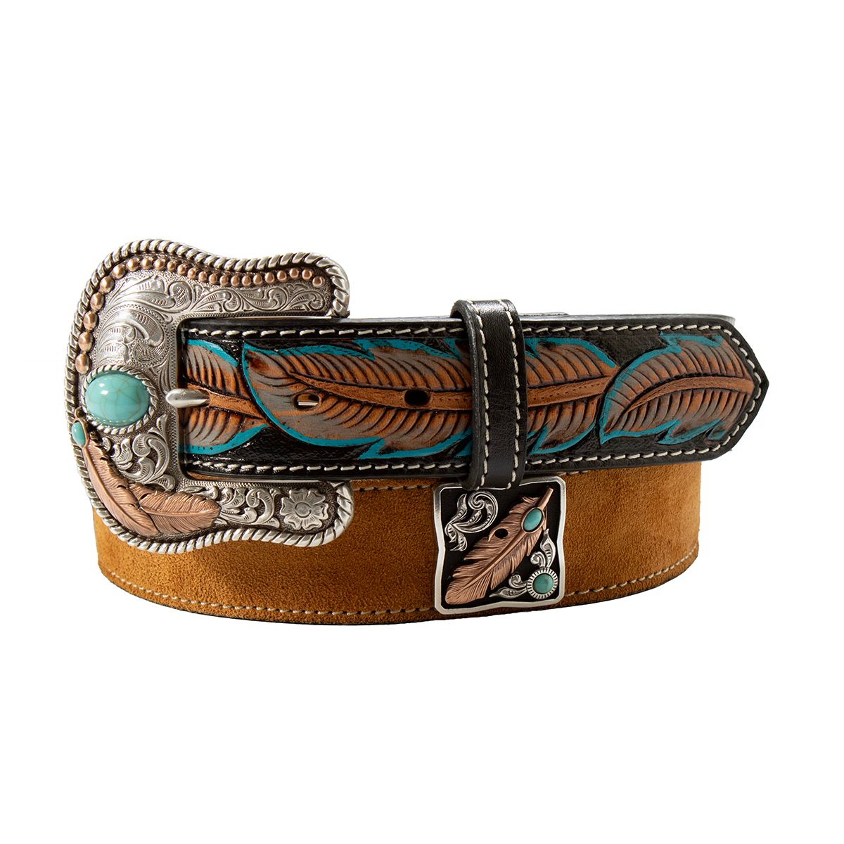 NOCONA HAND TOOLED FEATHERS BELT