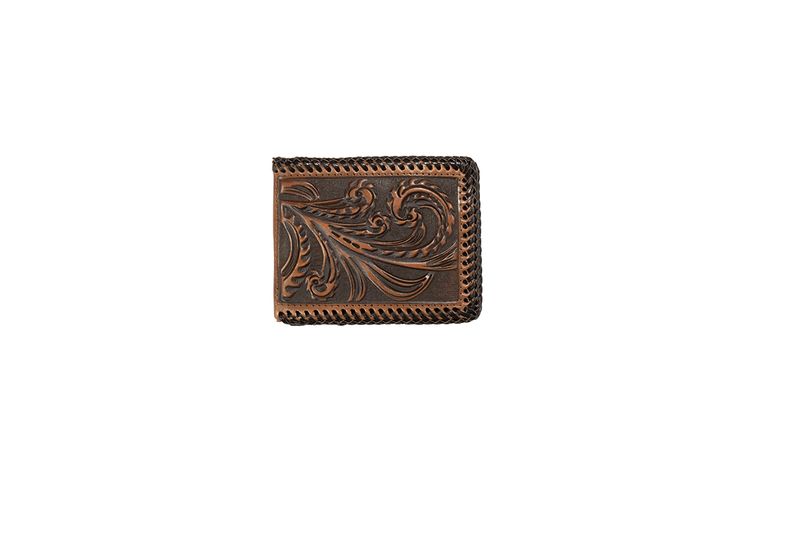 3D SCROLL EMBOSSED EDGE LACE BI-FOLD WALLET