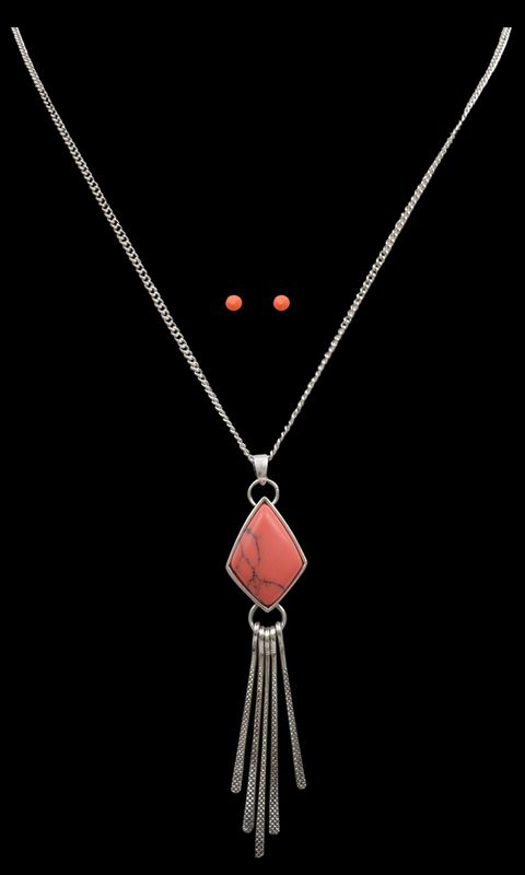 DEN1016SBCO SILVER STRIKE STONE NECKLACE SET
