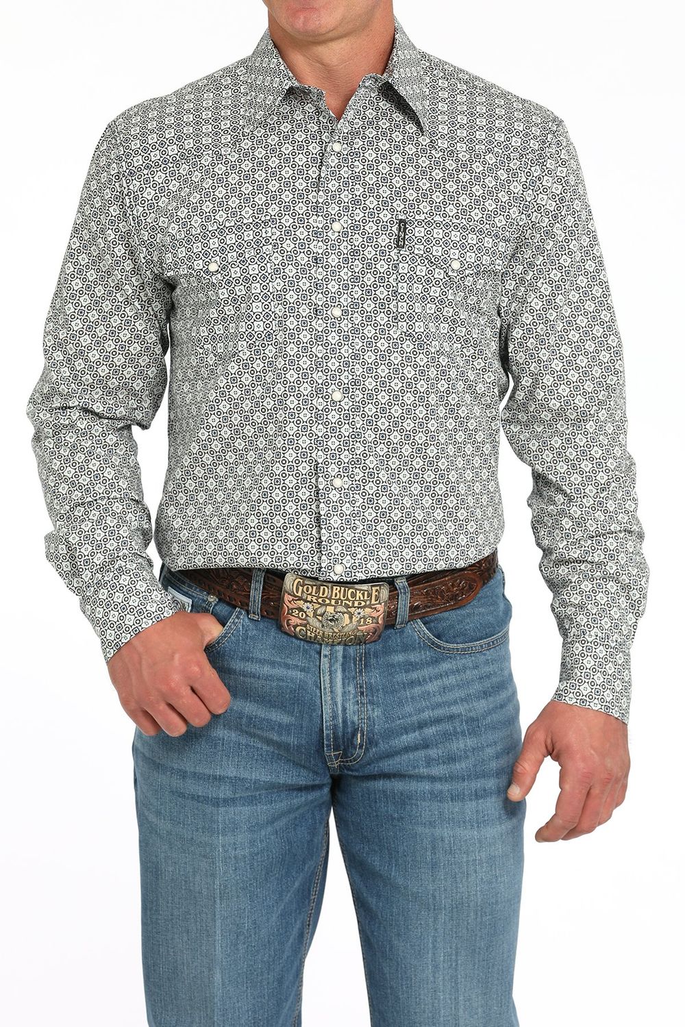 CINCH MODERN FIT GEOMETRIC SNAP FRONT SHIRT