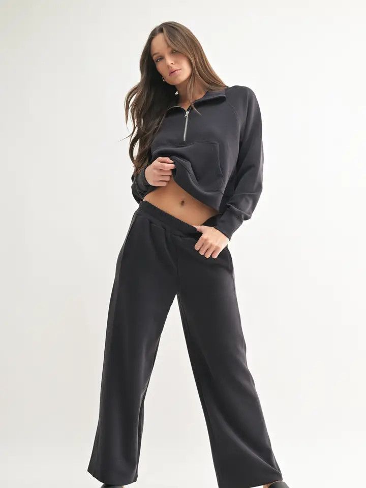 KP5378 MONO B LUXE SAND WASH RIB WIDE-LEG PANTS