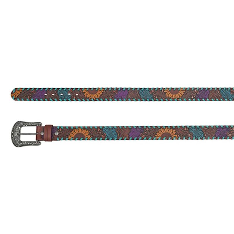 FLORAL TOOLED LEATHER BELT
