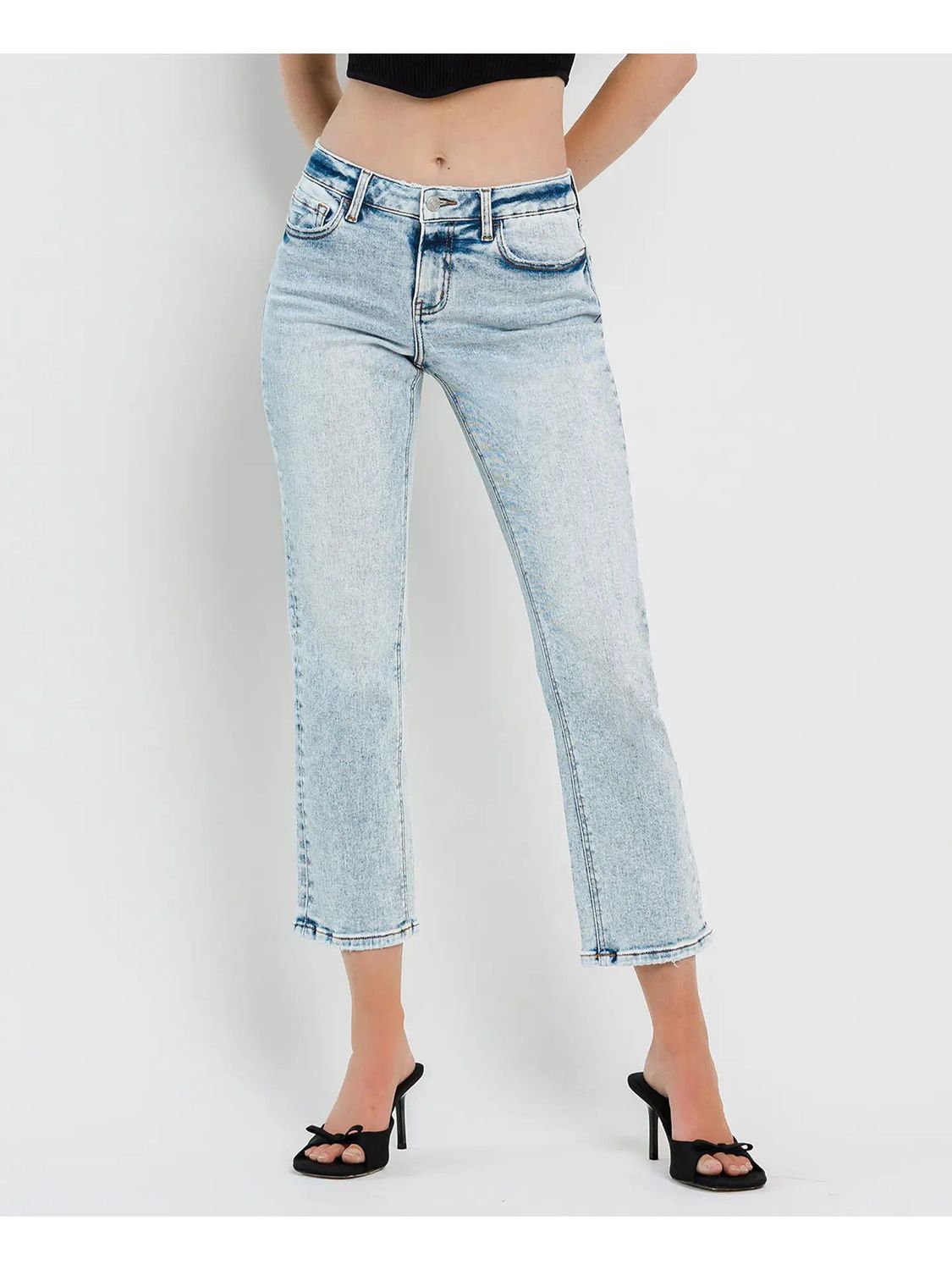 LOVERVET MID RISE CROP REGULAR STRAIGHT JEAN
