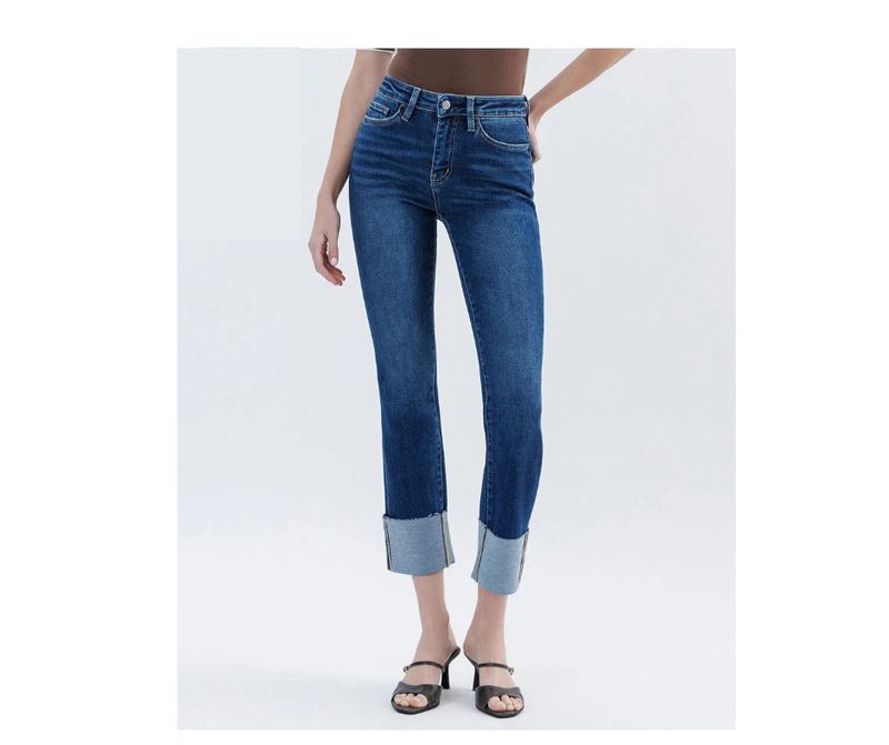 LOVERVET HIGH RISE CUFFED SLIM STRAIGHT JEAN
