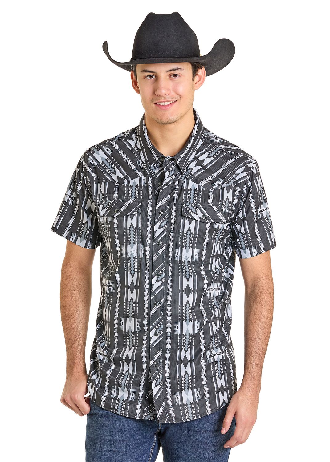 ROCK &amp; ROLL TEK AZTEC SNAP SHORT SLEEVE SHIRT