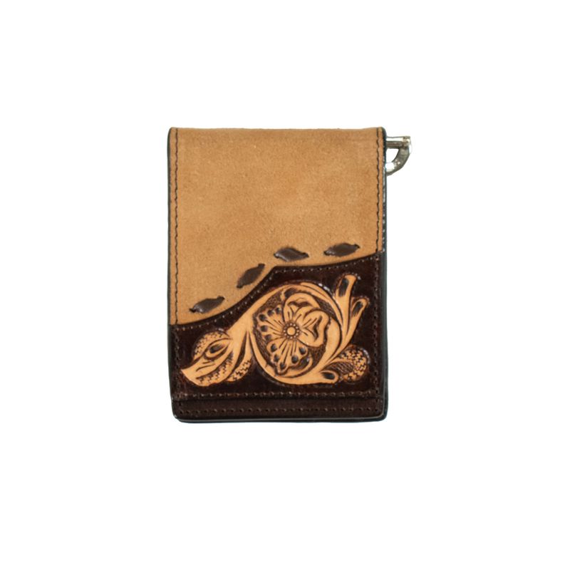 3D FLORAL TOOLED BUCKSTITCH BIFOLD FLIP WALLET