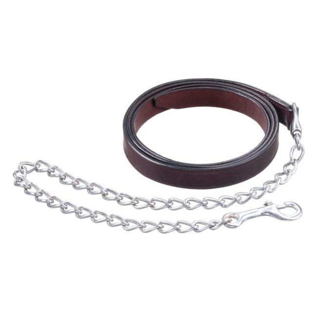 ROYAL KING LEATHER LEAD WITH NICKEL CHAIN - 1&quot;