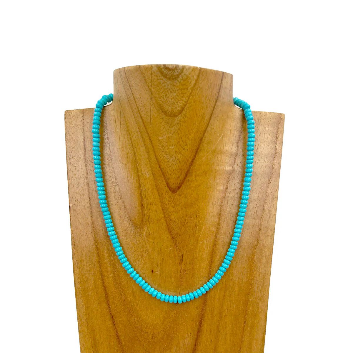 BLUE TURQUOISE STONE BEADED NECKLACE