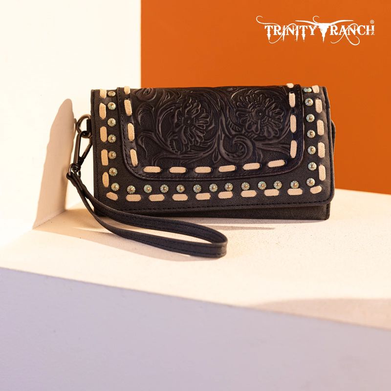 TRINITY RANCH FLORAL TOOLED WALLET