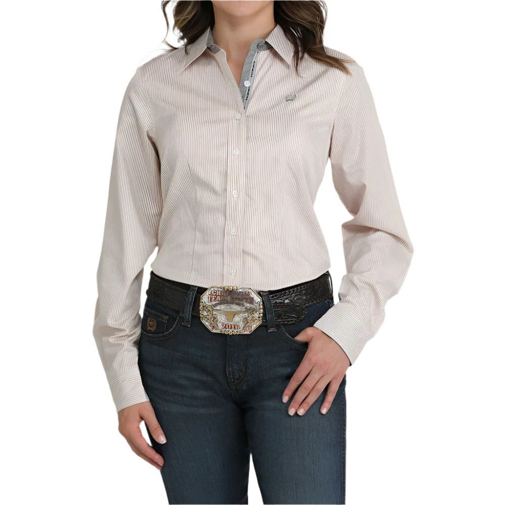 CINCH TENCEL STRIPED BUTTON UP WESTERN SHIRT