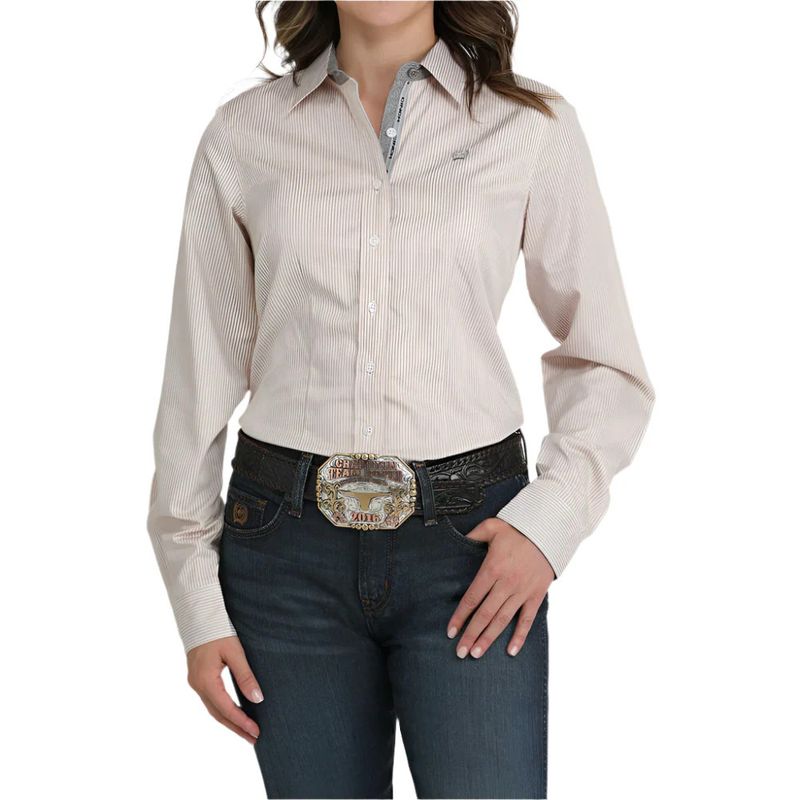 CINCH TENCEL STRIPED BUTTON UP WESTERN SHIRT