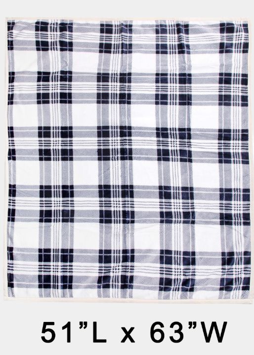 SHERPA LINED BLACK PLAID BLANKET