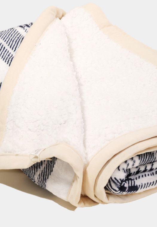 SHERPA LINED BLACK PLAID BLANKET