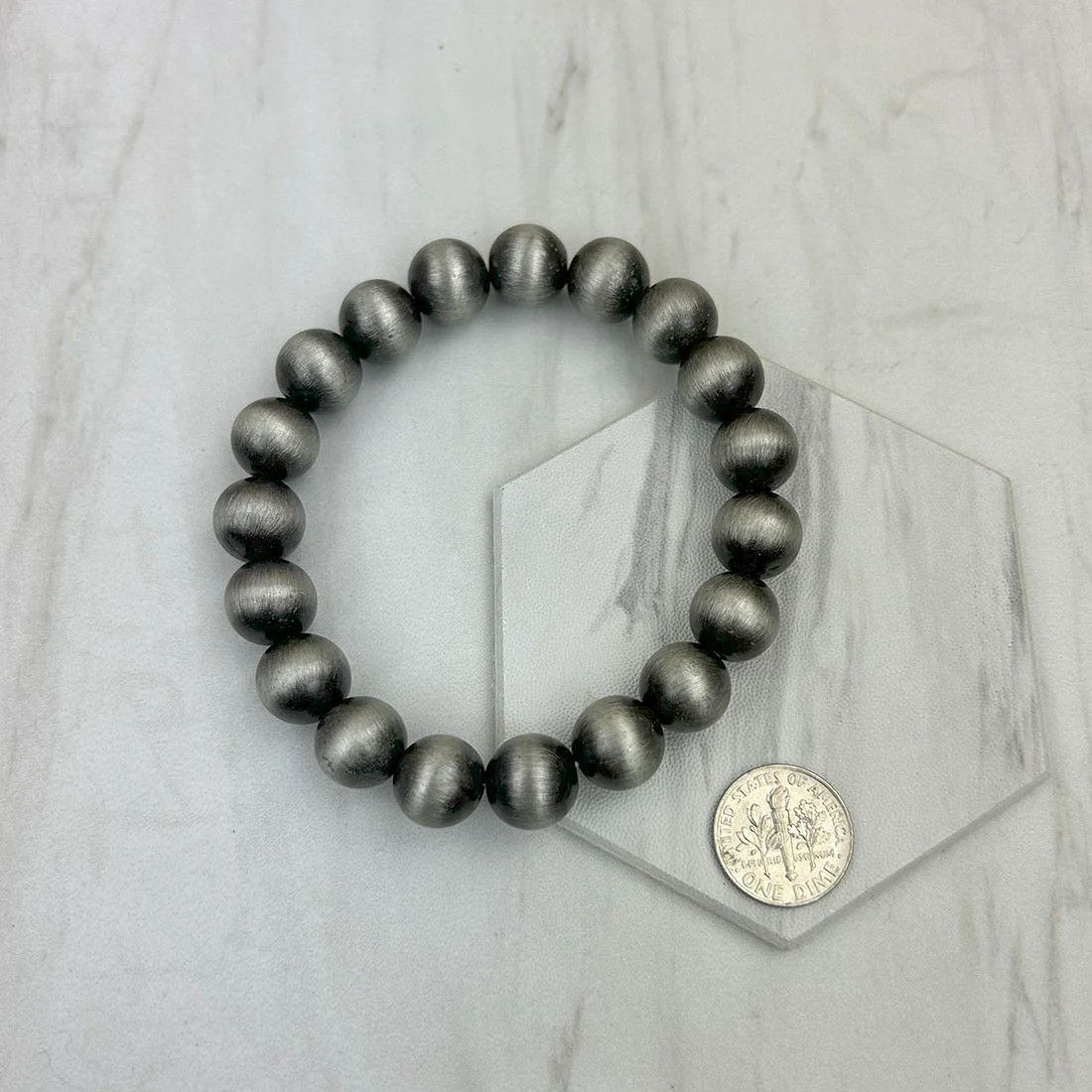 SILVER NAVAJO PEARL BEADED BRACELET