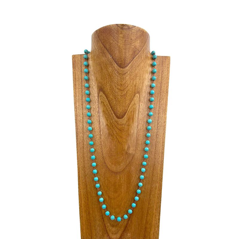COPPER WITH BLUE TURQUOISE STONE CHAIN NECKLACE