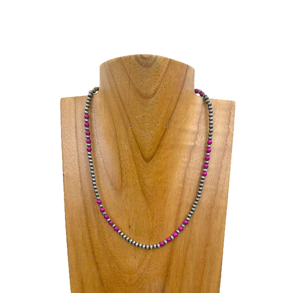 SILVER PEARL WITH PURPLE BEADED NECKLACE