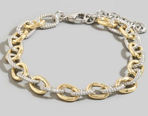 GOLD PLATED TWO TONE CHAIN BRACELET