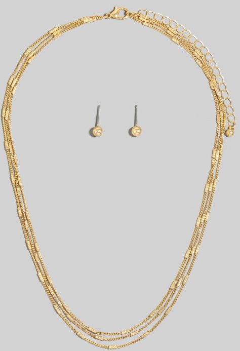 GOLD DIPPED LAYERED CHAIN NECKLACE SET