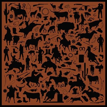 WYOMING TRADERS 42&quot; COWBOY SILHOUETTE SILK SCARF