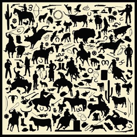WYOMING TRADERS 34&quot; COWBOY SILHOUETTE SILK SCARF